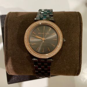 Michael Kors Mini Darci Gunmetal Grey Rose Gold watch.  33mm